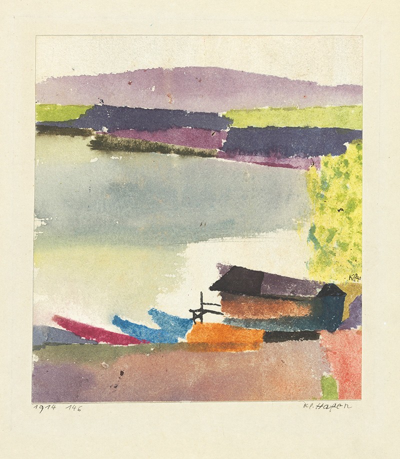 Paul Klee, Kleiner Hafen, 1914, Aquarell auf Papier auf Karton, 15,5 x 14 cm, Zentrum Paul Klee, Bern, Schenkung Livia Klee, © Zentrum Paul Klee, Bern