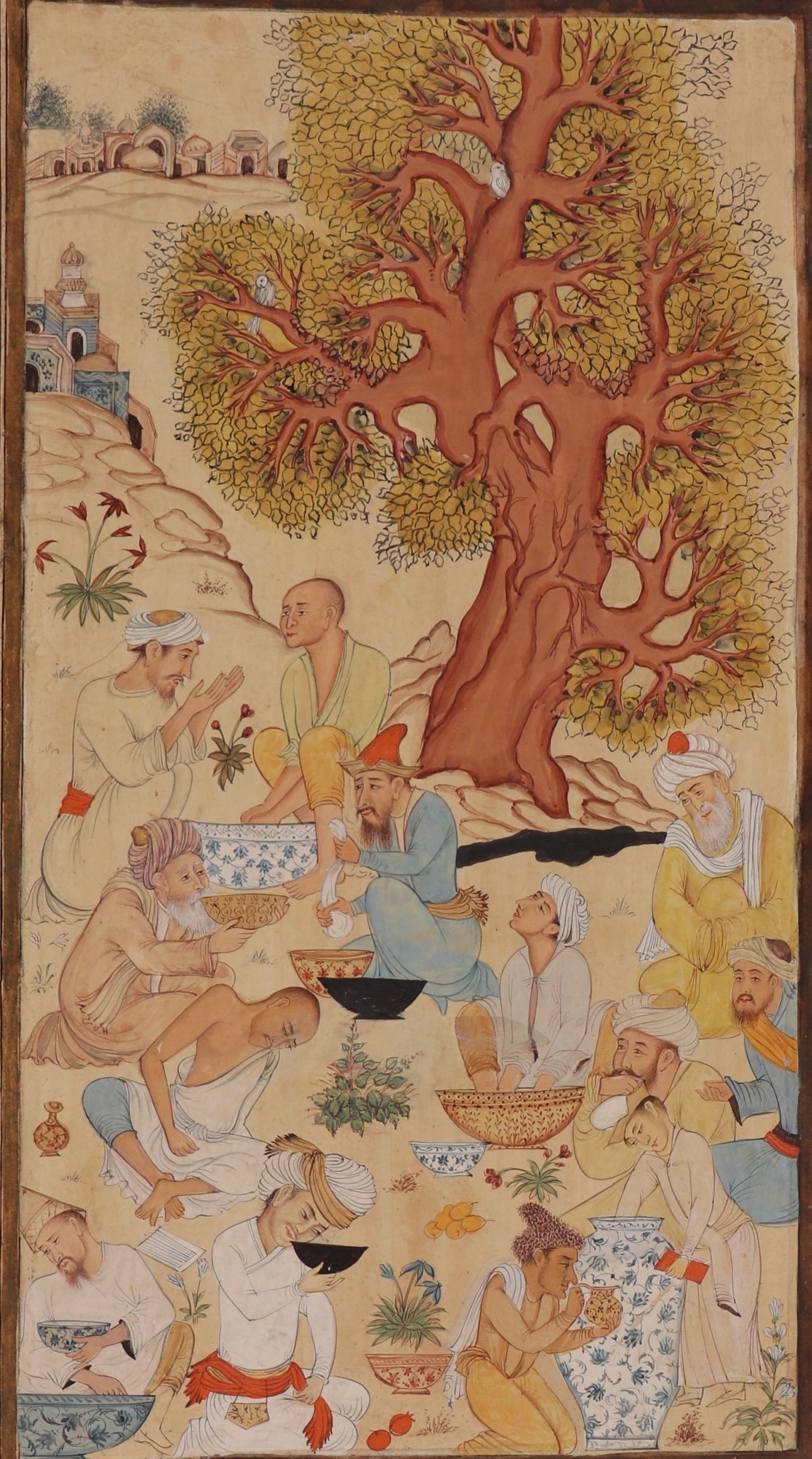 Anonymer Maler, Treffen von Derwischen, Tusche und Wasserfarben auf Papier, Iran, wohl Isfahan, Safawiden-Ära, ca. 1615–1650. Leihgabe Rautenstrauch-Joest Museum, 68508. Foto: © HASTK/RBA Köln